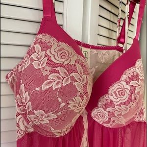 Jessica Simpson Babydoll Teddy Hot Pink 2X New.